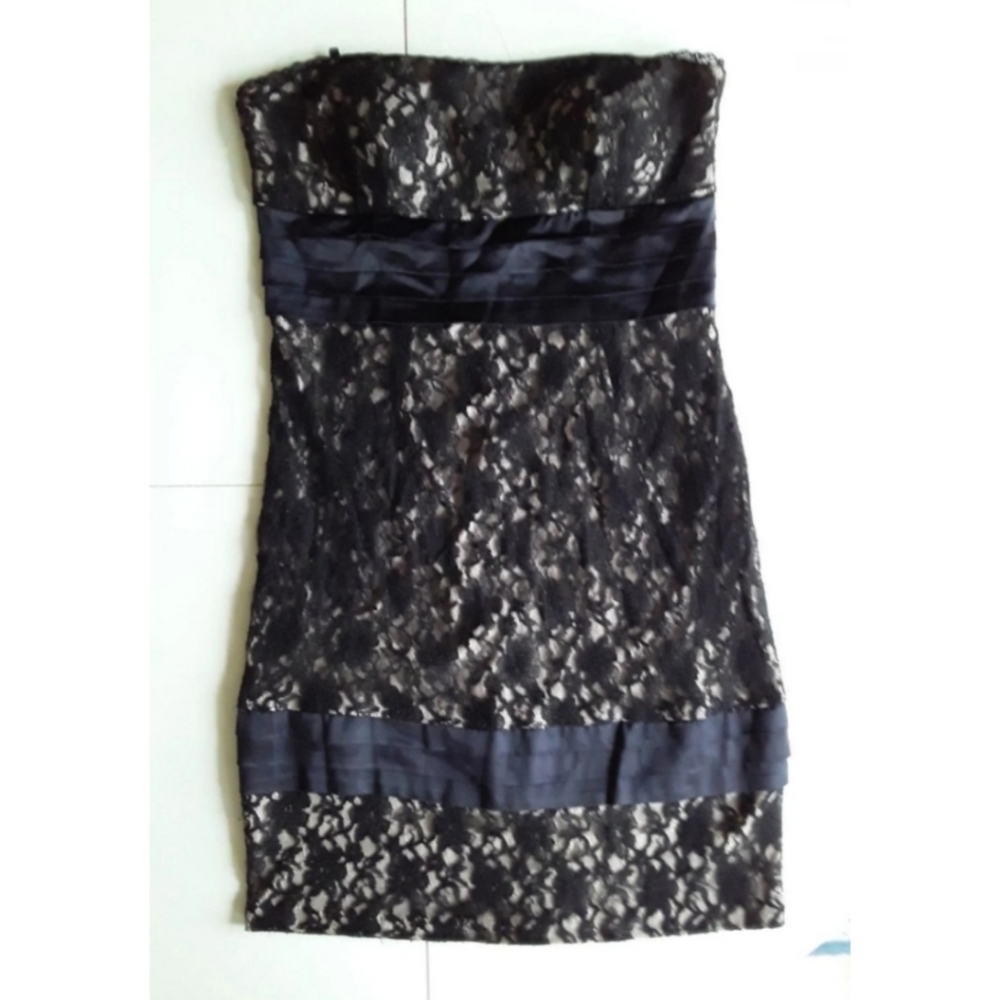 Strapless Black Lace Dress by XOXO